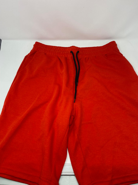 BLU ROCK MEN'S TECH FLEECE JOGGER SWEAT LOUNGE SHORTS - SIZE: L - RED