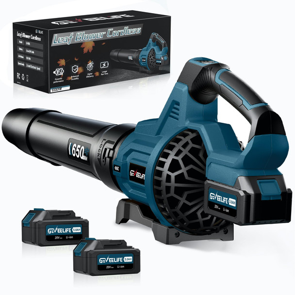 GEVEELIFE LEAF BLOWER CORDLESS 650CFM & 3 SPEED LEVELS LB-8195 - BLUE
