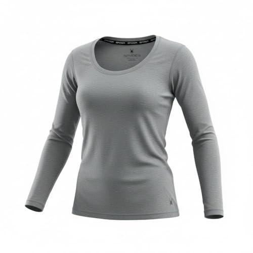 SPYDER WOMEN'S MICRO FRENCH TERRY THERMAL TOP SWL040 - SMALL - HEATHER GREY