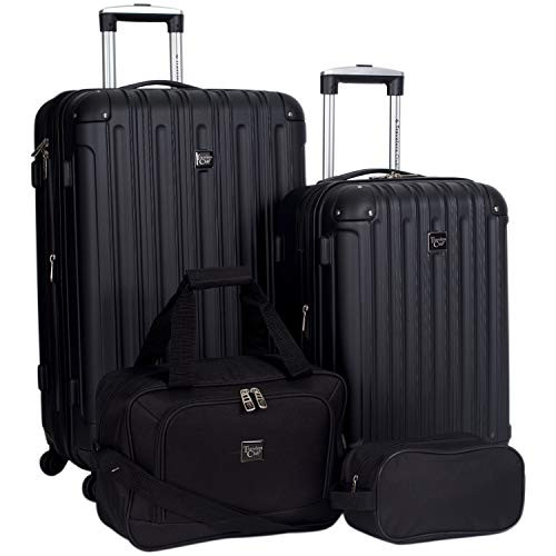 Travelers Club Midtown Hardside 4-Piece Luggage Travel Set, Black New