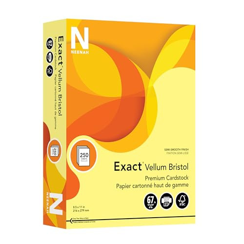 NEENAH EXACT VELLUM BRISTOL CARD STOCK LETTER 8.5" X 11" 67 LB 250 Sheets YELLOW New