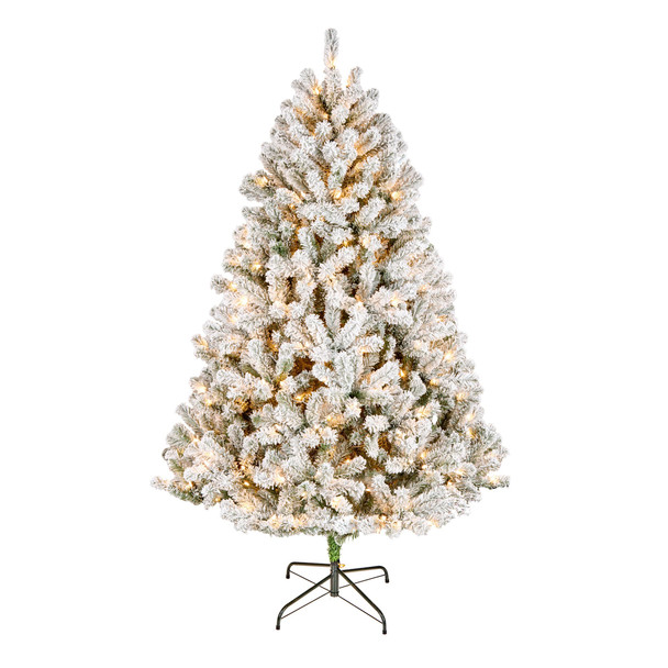 NATIONAL TREE COMPANY 6FT PRE-LIT FLOCKED ACACIA ARTIFICIAL XMAS TREE GREEN
