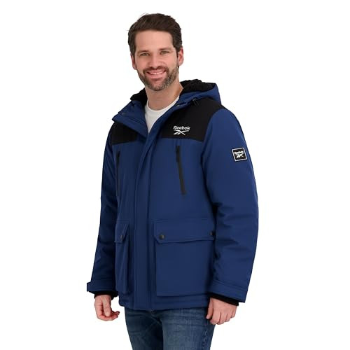 OMRB1716 REEBOK MEN'S INSULATED SOFTSHELL WINTER JACKET DARK DENIM SMALL New