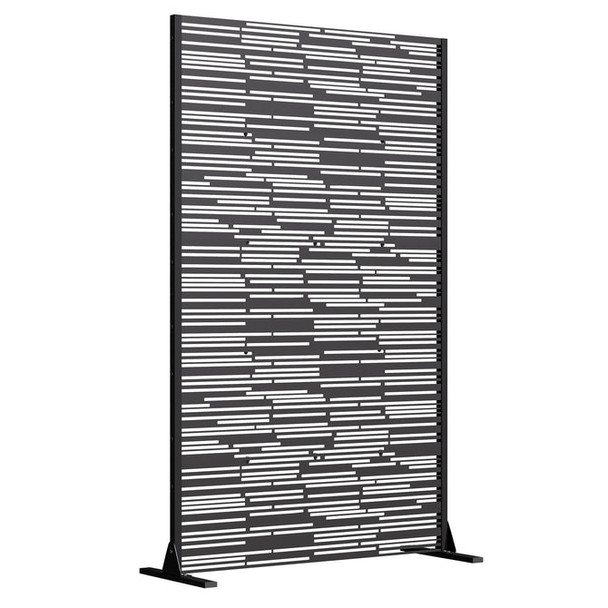 EROMMY 72" H METAL PRIVACY SCREEN (CONSIST OF 5 PANELS) - BLACK