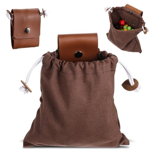 XLIUAX FORAGING BAG WAXED CANVAS POUCH FORAGING POUCH STORAGING - BROWN