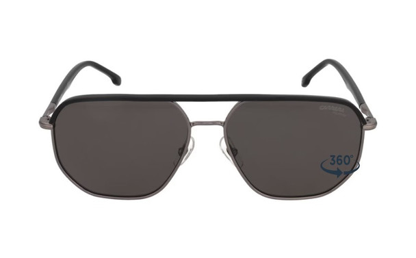 CARRERA SUNGLASSES FRAMES: BLACK/RUTHENIUM, LENSES: POLARIZED GRAY, 59-15-145