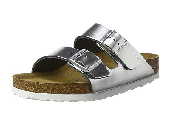 BIRKENSTOCK ARIZONA NL SFB - SIZE: MEN 10 (AU/UK M9) (EU M43) - METALLIC SILVER New