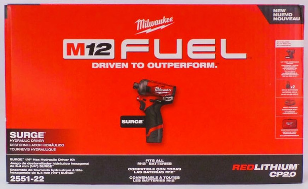 MILWAUKEE M12 FUEL SURGE 1/4 IN. HEX HYDRAULIC DRIVER 2 BATTERY KIT - RED