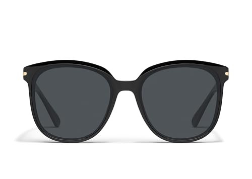 77730 QUAY WOMENS SUNGLASSES (RENT FREE) - FRAME: BLACK, LENSES: POLARIZED SMOKE