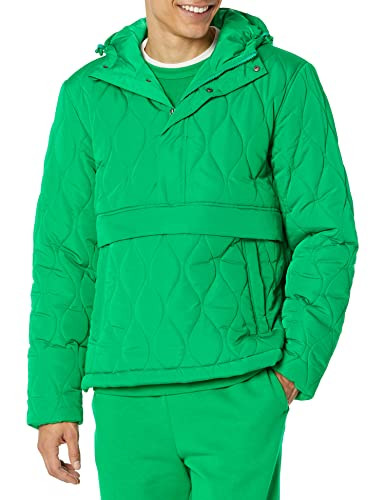AMAZON ESSENTIALS ANORAK HOODED QUARTER-ZIP PUFFER COAT MEN XS GREEN New