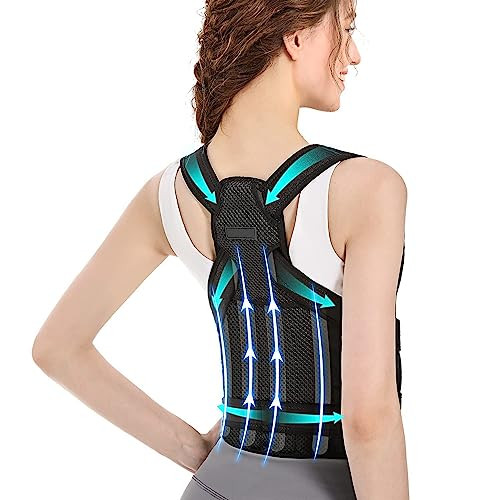 Medsarar Back Brace Posture Corrector, Adjustable Breathable, Size M, Black