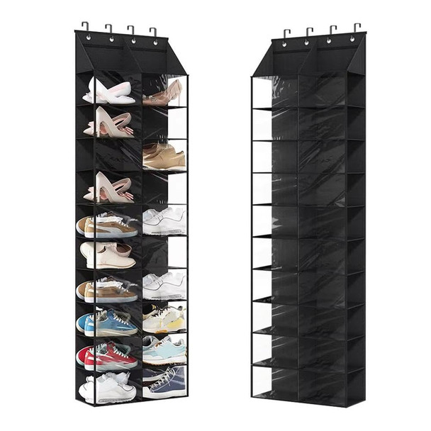 MEGACHOICE 10 TIER OVER THE DOOR SHOE SHELVES OXFORD FABRIC HANGING SHOE RACK