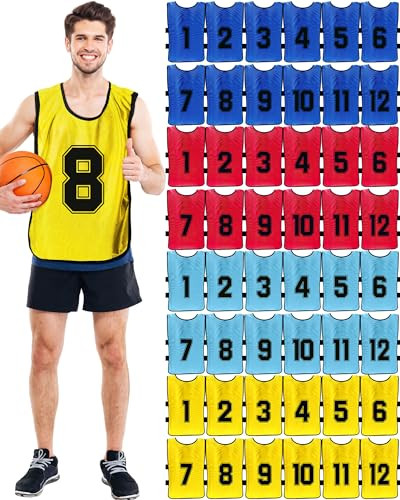 SUHINE 48 PCS SOCCER PENNY FOR SPORTS SOCCER SCRIMMAGE VESTS MULTICOLOR