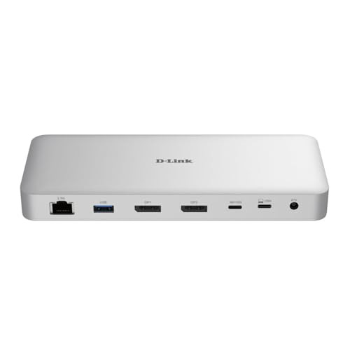 D-LINK 9-IN-1 USB4 DOCKING STATION 8K DISPLAYPORTS TRIPLE MONITOR - SILVER/WHITE