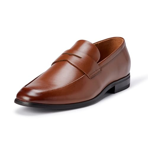AMAZON ESSENTIALS SQUARE APRON TOE PENNY LOAFER FOAM, SIZE 9- TAN