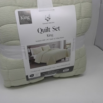 DAWSON COLLECTION DAWSON SEERSUCKER QUILTS KING 3 PIECE SIZE KING - GREEN New