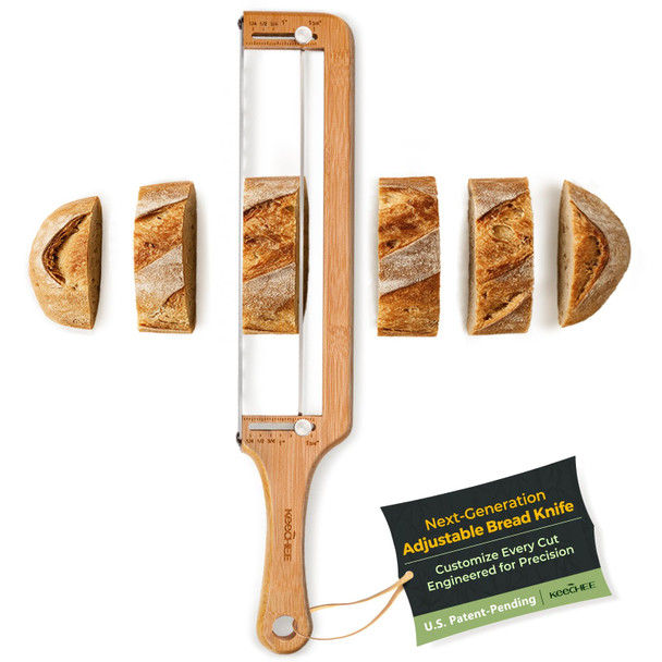 KEECHEE BREAD PILOT ADJUSTABLE UPGRADED BREAD KNIFE FOR HOMEMADE K006 - BROWN