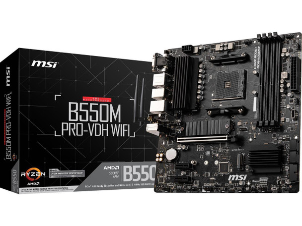 MSI B550M PRO-VDH Micro-ATX Motherboard - AMD AM4, Ryzen 5000/4000/3000 Ready,
