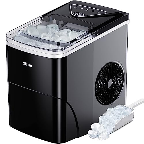 SILONN ICE MAKER COUNTERTOP EXPANDABLE 2.5L ICE BASKET 1.8L WATER TANK - BLACK