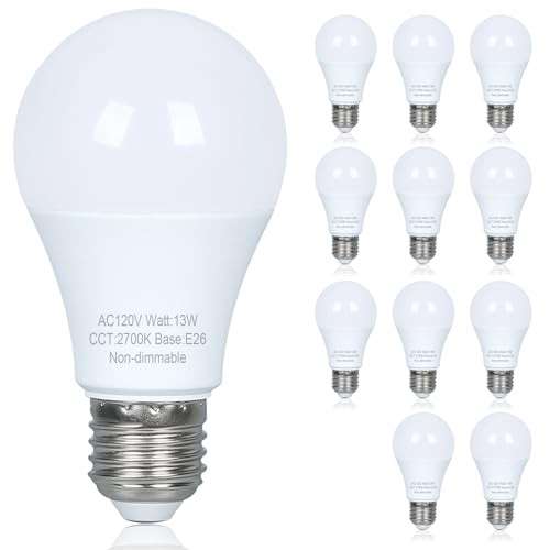 MARXLAIT 12 PACK LED LIGHT BULBS 100 WATT EQUIVALENT EFFICIENT 13W - WARM WHITE