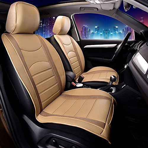 FH GROUP FRONT SET FAUX LEATHER CAR SEAT CUSHIONS - BEIGE TAN