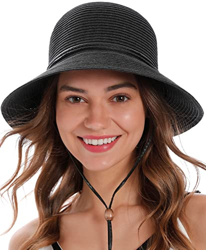 SIMPLICITY NETTED HAT, LEATHER STRAP - BLACK