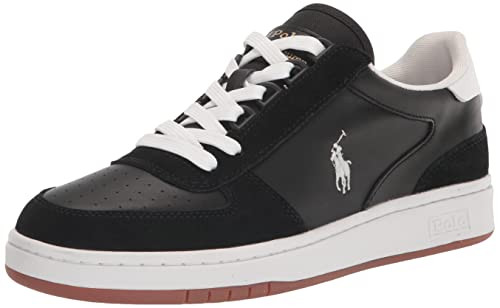 POLO RALPH LAUREN COURT SUEDE LEATHER MEN'S SIZE 10D SHOES BLACK WHITE New