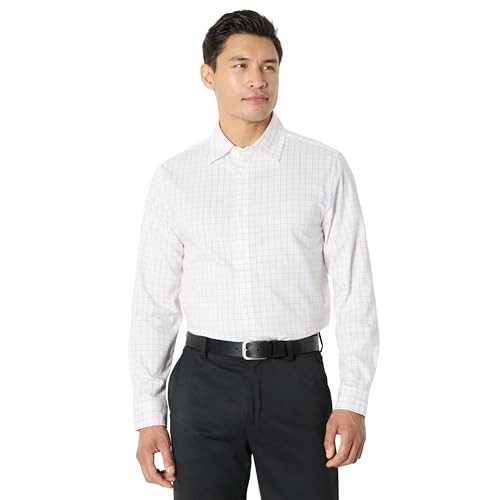 AEM20230F23 AMAZON ESSENTIALS MEN SLEEVE WRINKLE STRETCH LAVENDER WHITE SIZE L New