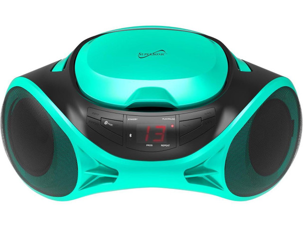 Supersonic SC-726BT Portable CD Player AM/FM Radio Bluetooth LED AC/DC Teal