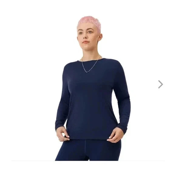 ALLBIRDS WOMEN S NATURAL FLOW STUDIO LONG SLEEVE - TRUE NAVY / XS New