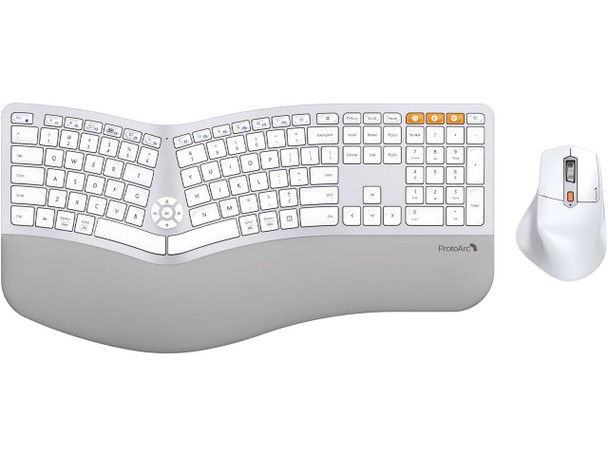 ProtoArc Full Size Wireless Bluetooth Ergo Keyboard Mouse Combo - Split Design,