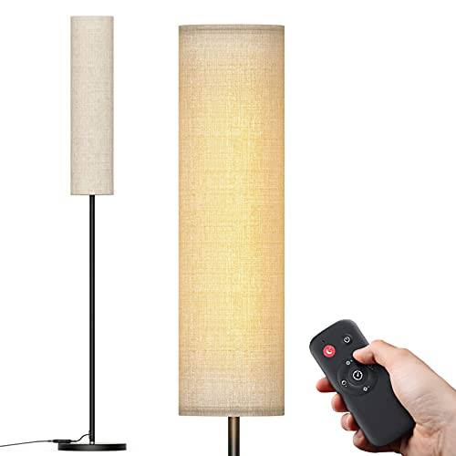 Square LED Floor Lamp with Fabric Shade for Living Room, Black