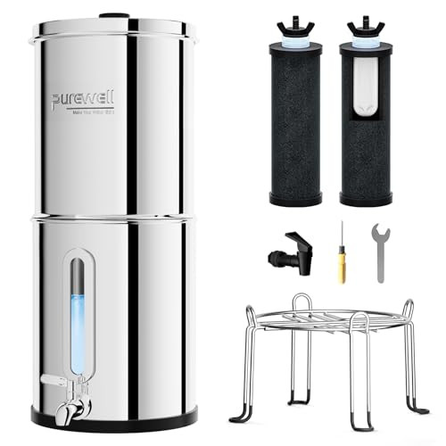 SANSUI PUREWELL 2.25G GRAVITY WATER FILTER SYSTEM 3-STAGE K8772B - SILVER