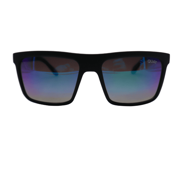 QUAY MEN'S POLARIZED SQUARE LENSES UV SUNGLASSES LET IT RUN - MATTE BLACK/NAVY