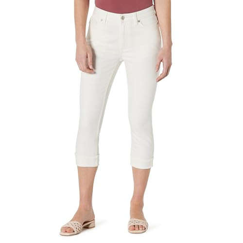 AMAZON ESSENTIALS LOW STRETCH SLIM MID-RISE CAPRI JEANS SIZE 10 - WHITE New