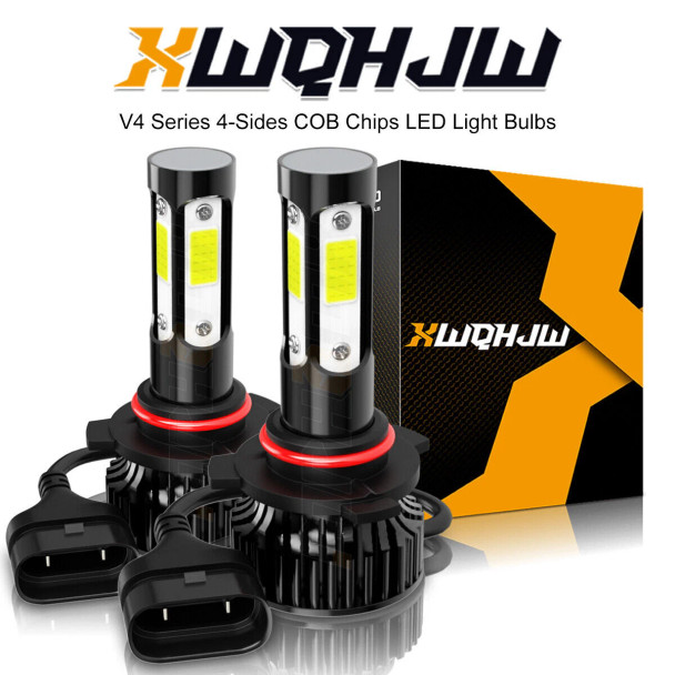 XWQHJW 9005/HB3 LED HEADLIGHT BULB HIGH BEAM 5500LM SUPER WHITE - BLACK RED