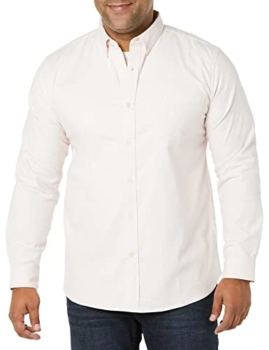 AEM20182FW22 AMAZON ESSENTIALS MEN'S SLIM-FIT STRETCH OXFORD L PALE PINK