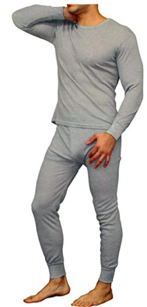 WARMWEAR MENS 2PC THERMAL UNDERWEAR LONG JOHNS SET TOP - SIZE: MEN XL - GRAY