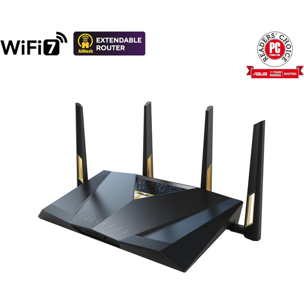 ASUS - RT-BE7200 Dual-Band Wi-Fi 7 Router, Black