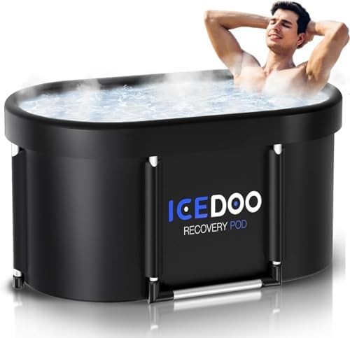 Wxtkkom Ice Bath Tub Cover Athletes XL Portable Cold Plunge Tub - Grey/Black