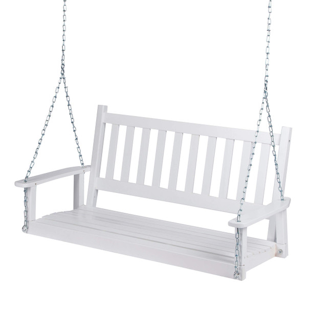 SHINE MAINE 54" OUTDOOR WOOD PORCH SWING CHAINS HANGING BENCH 4.5 FT 4216-1WT
