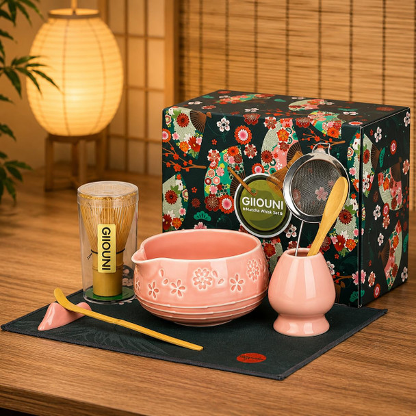 GIIOUNI MATCHA WHISK SET CHASEN HOLDER SPECS GM-01-PINK - PINK