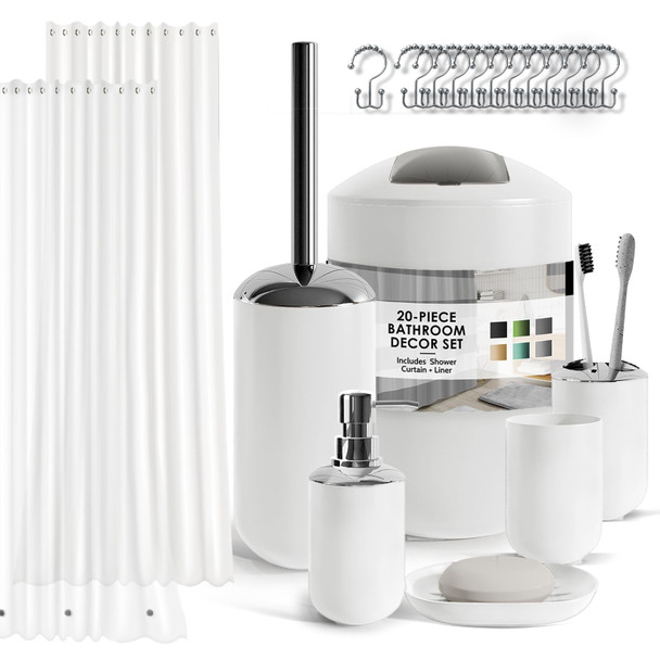 CLARA CLARK BATHROOM SET BATHROOM ACCESSORIES SET 20PC CCBTHSTWHT - WHITE