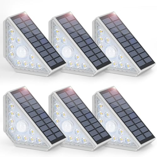 Kondras 6-Pack Solar Step Lights Motion Sensor Waterproof Outdoor Step Lights