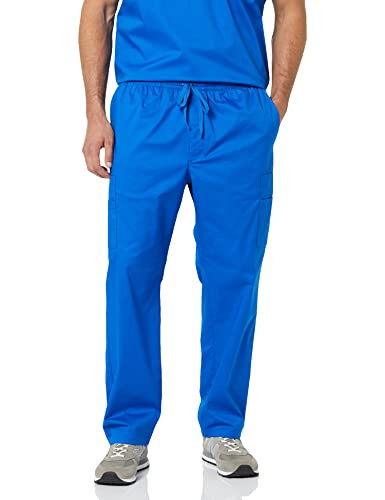 AMAZON ESSENTIALS MEN ELASTIC WAIST STRAIGHT LEG SCRUB PANT SIZE MEN L - BLUE New