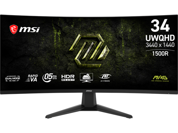 MSI 34" 200Hz VA UWQHD Gaming Monitor Adaptive Sync MAG 346CQDF E20