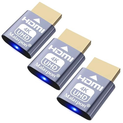 MALARPON HDMI Dummy Plug fit-Headless Display Emulator DDC EDID Headless 3PACK New