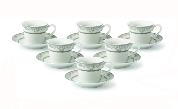 LORREN HOME TRENDS - SERVICE FOR 6 / ESPRESSO COFFEE - SILVER/WHITE