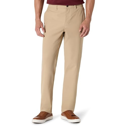 AMAZON ESSENTIALS MEN'S COMMUTER PANTS, CLASSIC FIT, SIZE MEN 36X32 - KHAKI TAN