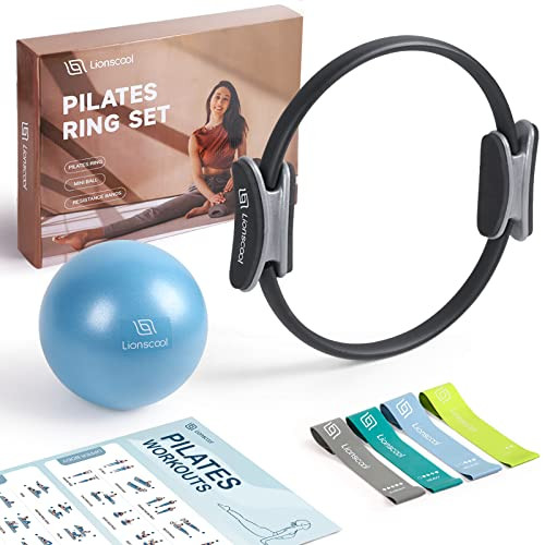 LIONSCOOL PILATES RING SET 14" ANTI-DEFORMATION MAGIC CIRCLE HANDLES MINI BALL